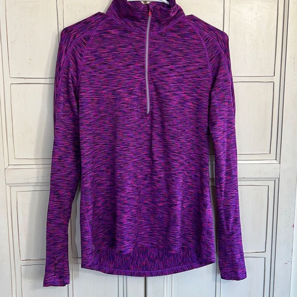 Athleta Purple Pink Space-Dye Half-Zip Jersey